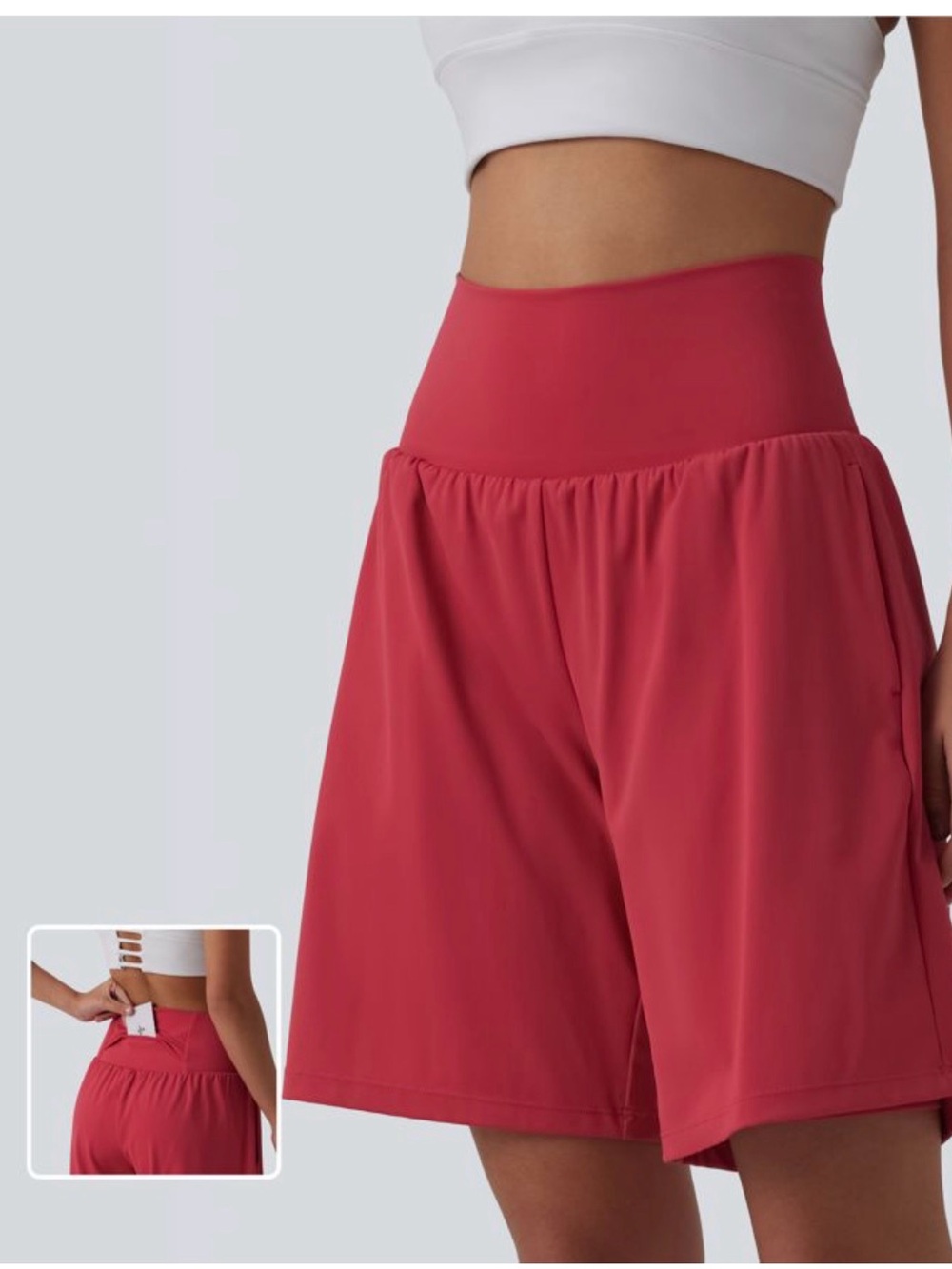 Halara SoftlyZero Airy Super High Waisted 2-in-1 Yoga Shorts 9” w pockets BLACK - Picture 6 of 10